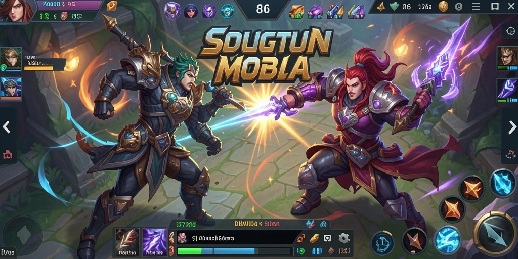 Tangkapan layar gameplay MOBA yang mendebarkan dan seru.