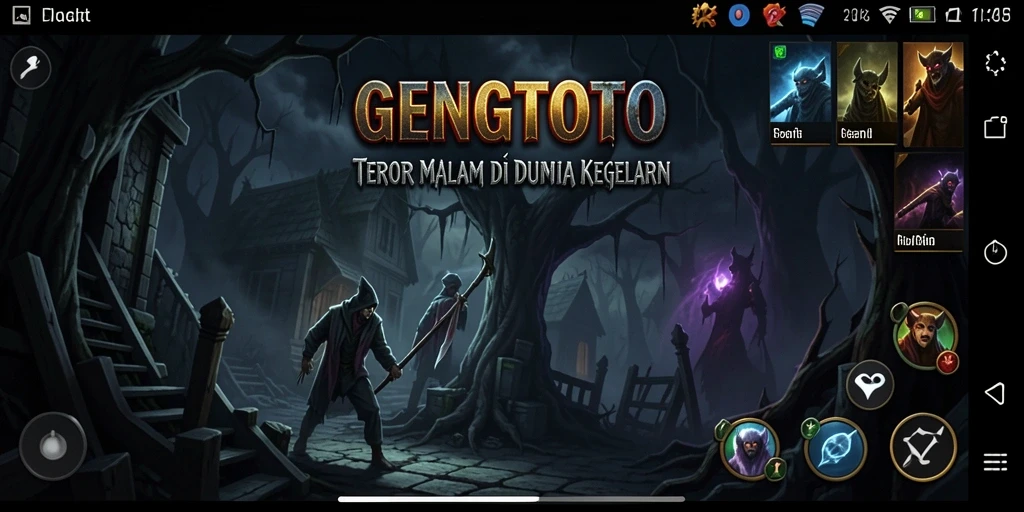 Screenshot utama GENGTOTO menampilkan suasana mencekam dengan bayangan yang mengintai.