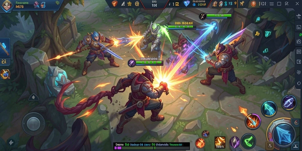 Tangkapan layar gameplay ID678 menunjukkan pertempuran seru antara dua tim.