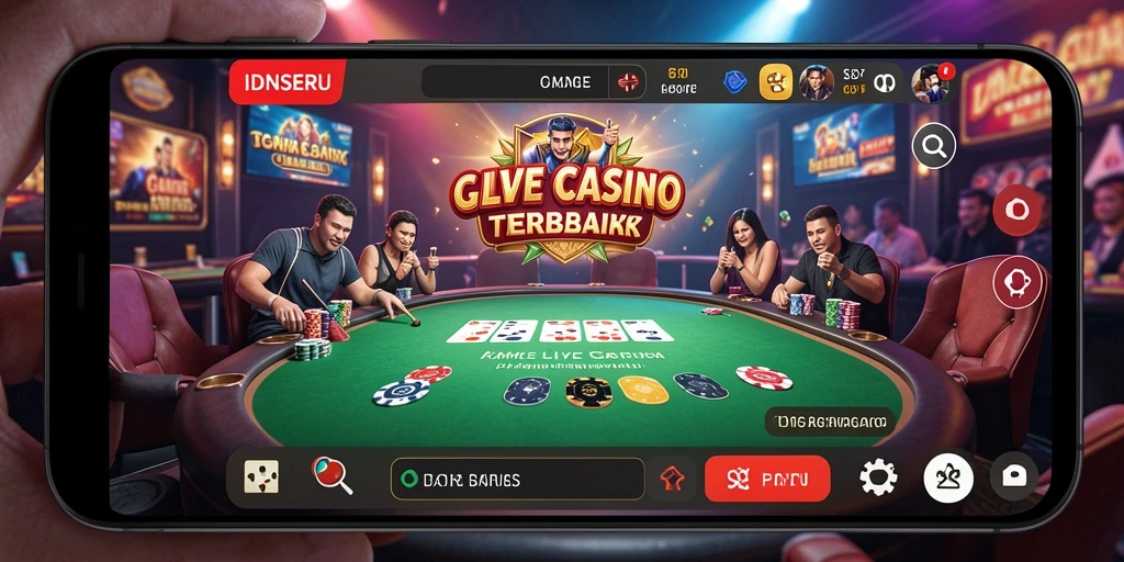 Screenshot utama IDNSERU menampilkan gameplay Live Casino yang seru dan interaktif.