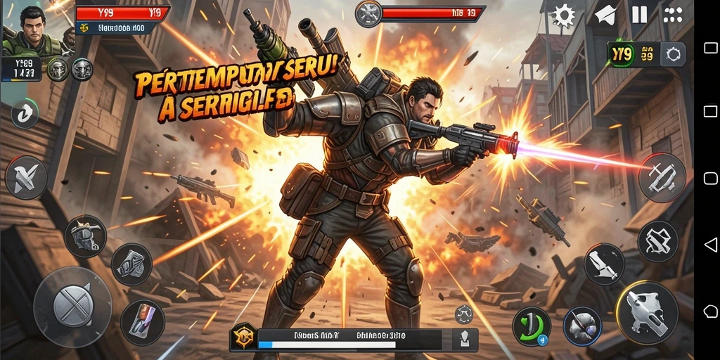 Tampilan gameplay Y89 yang penuh aksi dan pertempuran mendebarkan.